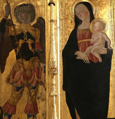 SIENA, ITALY, 14 Haziran 2016: Siena, Toskana 'nın Pinacoteca Nazialinin iç mimari dekorları