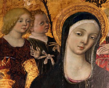 SIENA, ITALY, 14 Haziran 2016: Siena, Toskana 'nın Pinacoteca Nazialinin iç mimari dekorları