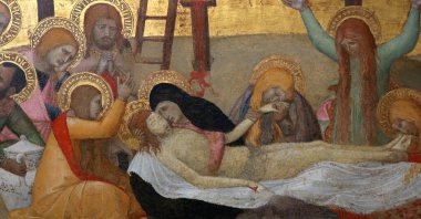 SIENA, ITALY, 14 Haziran 2016: Siena, Toskana 'nın Pinacoteca Nazialinin iç mimari dekorları