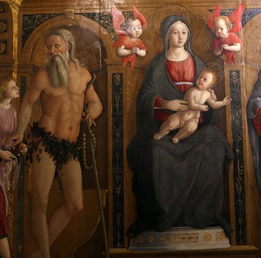 SIENA, ITALY, 14 Haziran 2016: Siena, Toskana 'nın Pinacoteca Nazialinin iç mimari dekorları