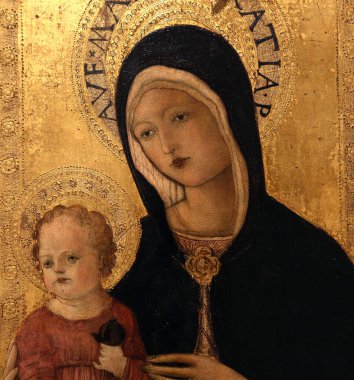 SIENA, ITALY, 14 Haziran 2016: Siena, Toskana 'nın Pinacoteca Nazialinin iç mimari dekorları