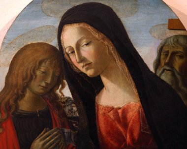 SIENA, ITALY, 14 Haziran 2016: Siena, Toskana 'nın Pinacoteca Nazialinin iç mimari dekorları