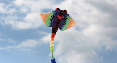 Berck sahilindeki bulutlu gökyüzünde uçurtmalar, Kanal Deniz Kıyısı, Fransa