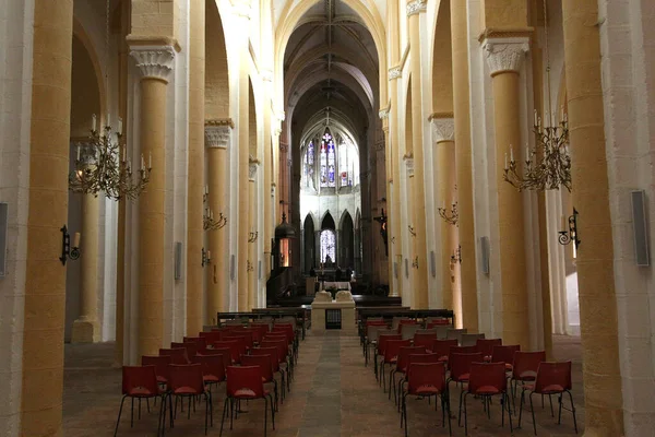 Souvigny Allier France November 2011 Central Nave Pillars Arches Prioy — Stock Photo, Image