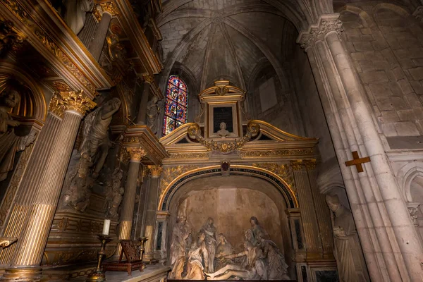 Mans Sarthe Francia Marzo 2022 Interiores Decoraciones Arquitectónicas Catedral San —  Fotos de Stock