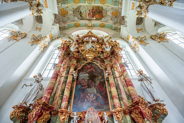 Steingaden Baviera Alemanha Maio 2022 Interiores Afrescos Decorações Arquitetônicas Igreja — Fotografia de Stock