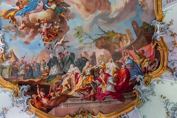 Ottobeuren Bavaria June 2022 Ceilings Frescoes Johann Jakob Zeiller 1708 — 스톡 사진