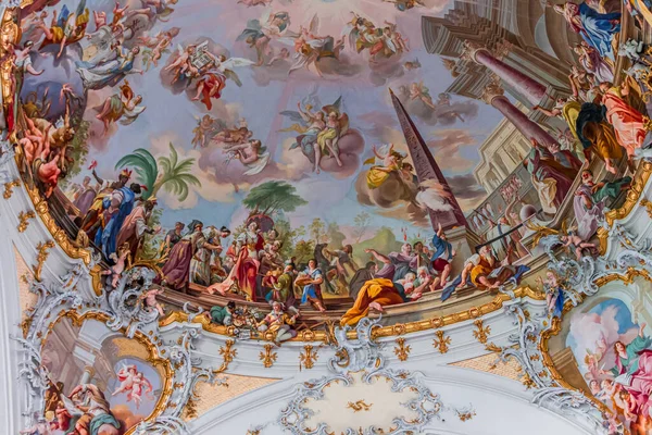 Ottobeuren Bavaria June 2022 Ceilings Frescoes Johann Jakob Zeiller 1708 — 스톡 사진