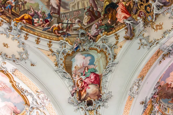 Ottobeuren Bavaria June 2022 Ceilings Frescoes Johann Jakob Zeiller 1708 — 스톡 사진