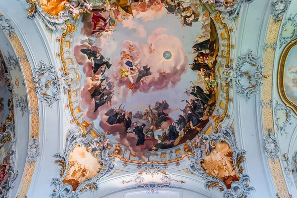 Ottobeuren Bavaria June 2022 Ceilings Frescoes Johann Jakob Zeiller 1708 — 스톡 사진