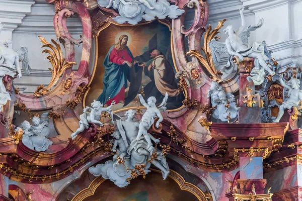 Ottobeuren Bavaria Alemania Junio 2022 Interiores Frescos Decoraciones Arquitectónicas Abadía —  Fotos de Stock