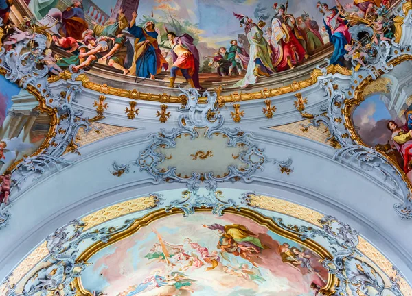 Ottobeuren Bavaria Alemanha Junho 2022 Interiores Afrescos Decorações Arquitetônicas Basílica — Fotografia de Stock