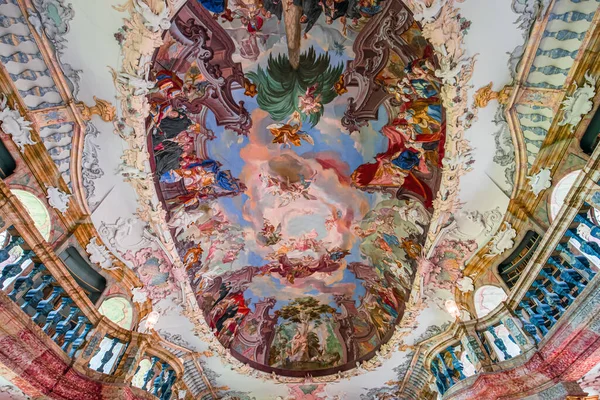 Wiblingen Bavaria Alemanha Junho 2022 Decorações Rococó Barroco Biblioteca Abadia — Fotografia de Stock