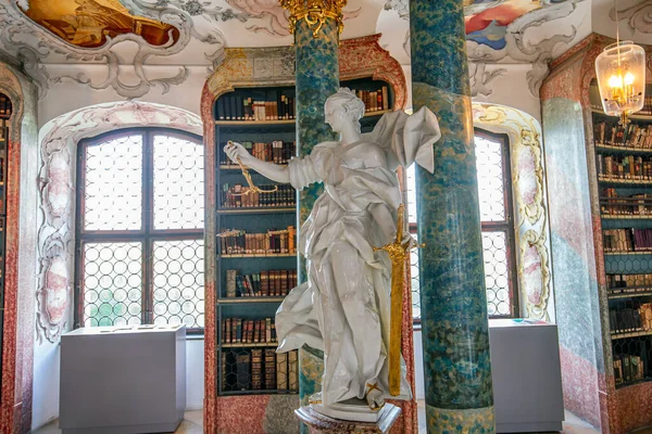 Wiblingen Bavaria Alemania Junio 2022 Decoraciones Rococó Barroco Biblioteca Abadía — Foto de Stock