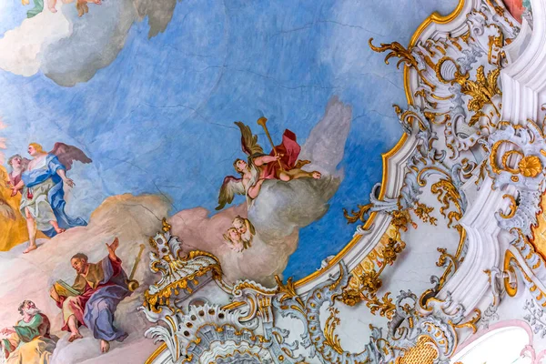 Steingaden Bavaria Germany June 2022 Ceilings Frescoes Decors Church Wieskirche — kuvapankkivalokuva