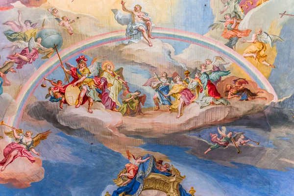 Steingaden Bavaria Germany June 2022 Ceilings Frescoes Decors Church Wieskirche — Stok Foto