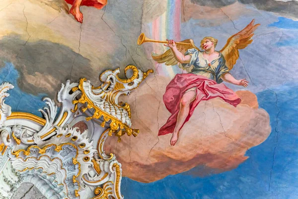 Steingaden Bavaria Germany June 2022 Ceilings Frescoes Decors Church Wieskirche – stockfoto