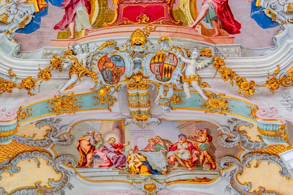 Steingaden Bavaria Germany June 2022 Потолочные Фрески Декоры Церкви Вискирхе — стоковое фото