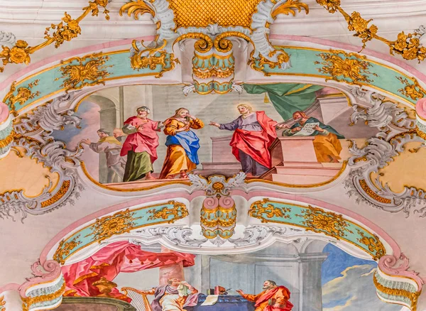 Steingaden Bavaria Germany June 2022 Ceilings Frescoes Decors Church Wieskirche — Foto Stock