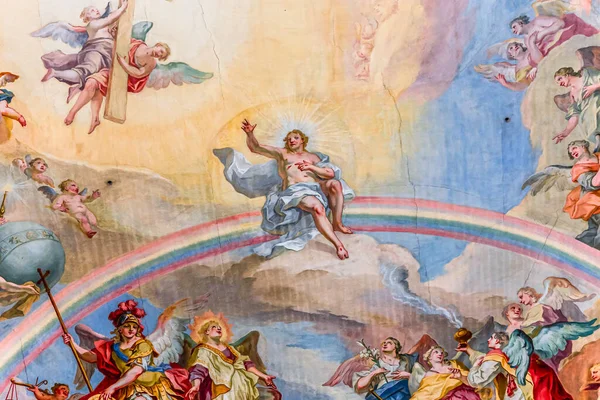 Steingaden Bavaria Germany June 2022 Ceilings Frescoes Decors Church Wieskirche — kuvapankkivalokuva