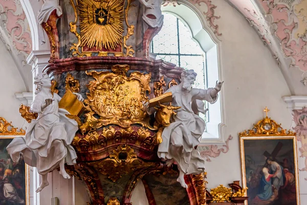 Rottenbuch Bavaria Alemanha Junho 2022 Interiores Afrescos Decorações Arquitetônicas Basílica — Fotografia de Stock