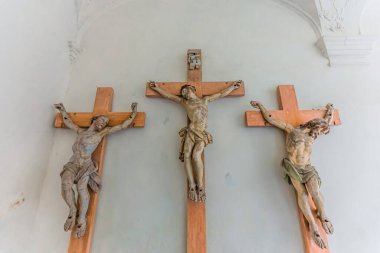 SALEM, BAVARIA, GERMANY, HAZİRAN 07 Haziran 2022: Konstanz Gölü yakınlarındaki Salem Abbey kilisesinde 18. yüzyılda çeşitli isimsiz sanatçılar tarafından mimari süslemeler