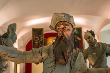 SALEM, BAVARIA, GERMANY, HAZİRAN 07 Haziran 2022: Konstanz Gölü yakınlarındaki Salem Abbey kilisesinde 18. yüzyılda çeşitli isimsiz sanatçılar tarafından mimari süslemeler