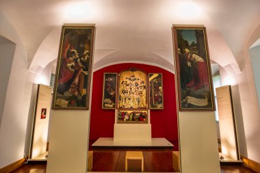 SALEM, BAVARIA, GERMANY, HAZİRAN 07 Haziran 2022: Konstanz Gölü yakınlarındaki Salem Abbey kilisesinde 18. yüzyılda çeşitli isimsiz sanatçılar tarafından mimari süslemeler
