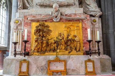 SALEM, BAVARIA, GERMANY, HAZİRAN 07 Haziran 2022: Salem Abbey 'deki kilisenin iç mimari detayları, çeşitli anonim sanatçılar tarafından, 18. yüzyıl