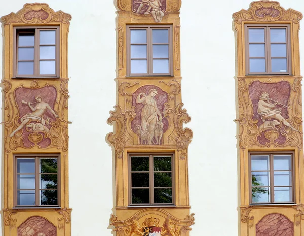 Oberramergau Bavaria Germania Giugno 2022 Pitture Murali Facciate Case Nelle — Foto Stock