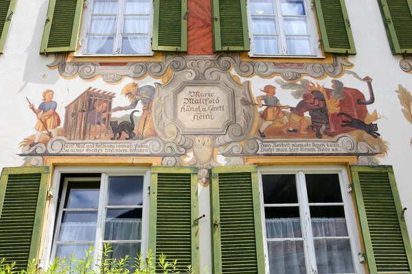 Oberramergau Bavaria Germany June 2022 Mural Paintings Houses Facades Streets — Foto Stock