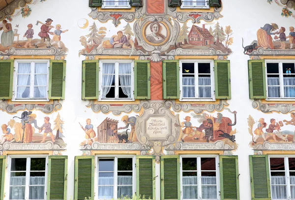 Oberramergau Бавария Германия Июня 2022 Фрески Фасадах Домов Улицах Деревни — стоковое фото