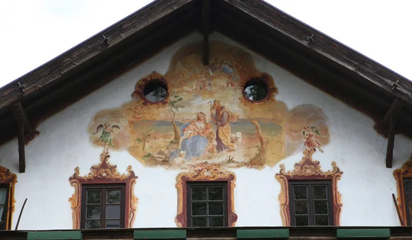 Oberramergau Bavaria Germany June 2022 Mural Paintings Houses Facades Streets — Stok fotoğraf