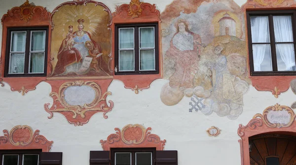 Oberramergau Bavaria Germany June 2022 Mural Paintings Houses Facades Streets — Photo