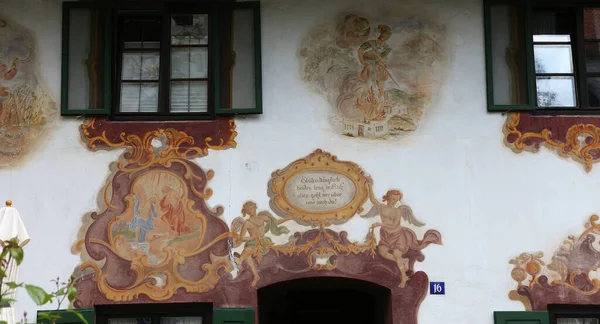 Oberramergau Bavaria Germany June 2022 Mural Paintings Houses Facades Streets — Stockfoto