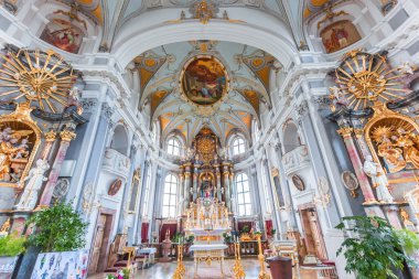 LECHBRUCK AM SEE, BAVARIA, GERMANY, MAY 30, 2022 : Rococo and baroque decors in Catholic Church Maria Heimsuchung, by various anonymous artists , 18th century