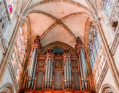 LES ANDELYS, FRANCE, APRIL 23, 2022 : interiors and architectural details of  Our Lady collegiate church
