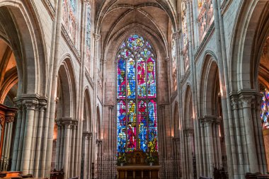 LES ANDELYS, FRANCE, APRIL 23, 2022 : interiors and architectural details of  Our Lady collegiate church
