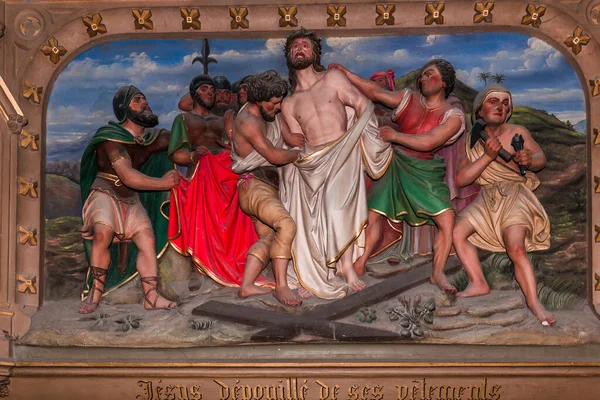 Chateauneuf Sur Cher France April 2022 Station Cross Jesus Christ — Fotografia de Stock