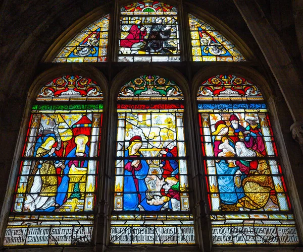 Les Andelys France April 2022 Stained Glasses Windows Our Lady — Stock fotografie