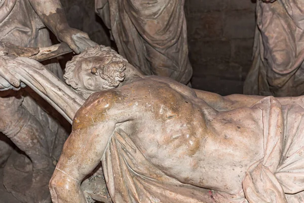 Les Andelys France April 2022 Group Statues Entombment Jesus Christ — стоковое фото