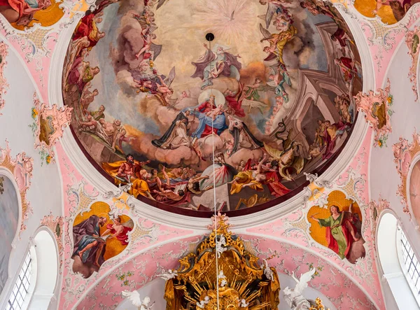 Oberammergau Bavaria Germany June 2022 Rococo Baroque Decors Catholic Church — 스톡 사진