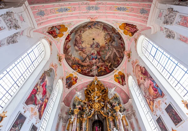 Oberammergau Bavaria Germany June 2022 Rococo Baroque Decors Catholic Church — Fotografia de Stock