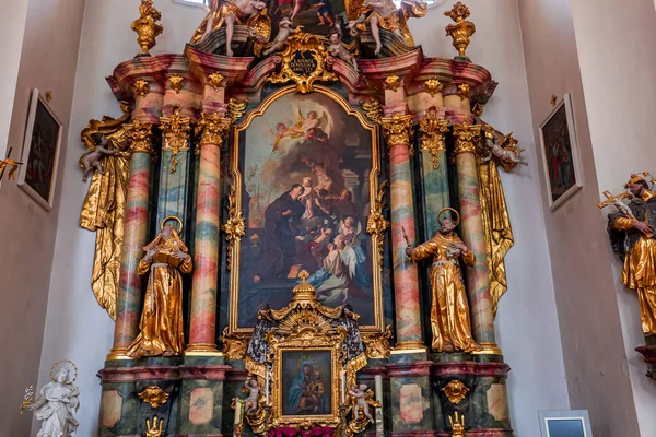 Oberammergau Bavaria Germany June 2022 Rococo Baroque Decors Catholic Church — Stock Fotó