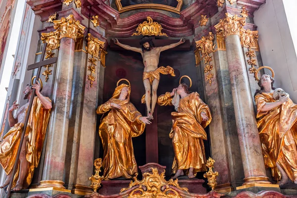 Oberammergau Bavaria Germany June 2022 Rococo Baroque Decors Catholic Church — Fotografie, imagine de stoc