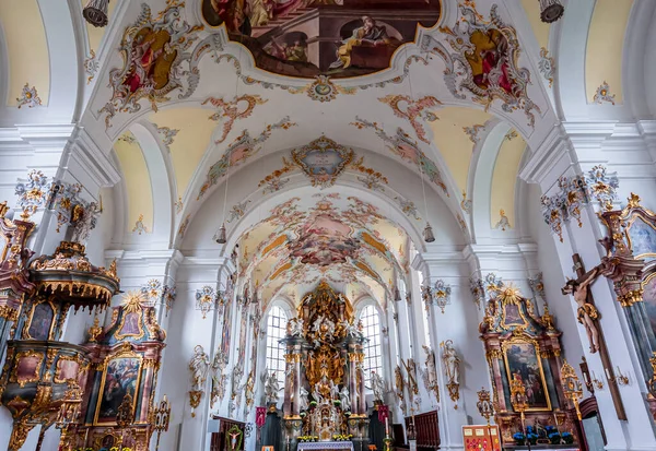 Schongau Bavaria Germany June 2022 Interiors Frescoes Architectural Decors Schongau — Fotografia de Stock