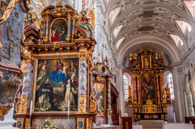 STEINGADEN, BAVARIA, GERMANY, MAY 30, 2022 : interiors, frescoes and architectural decors of  St John the baptist church, sstucco by Franz Xaver Schmuzer (1740-1742), frescoes by Johann Georg Bergmller 