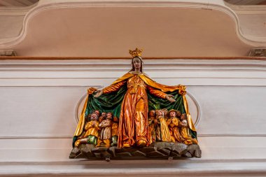 WILDSTEIG, BAVARIA, GERMANY, JUNE 02, 2022 : baroque and rococo frescoes and architectural decors of Wildsteig church