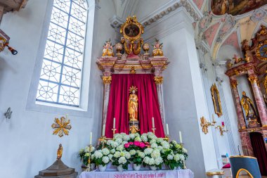 WILDSTEIG, BAVARIA, GERMANY, JUNE 02, 2022 : baroque and rococo frescoes and architectural decors of Wildsteig church