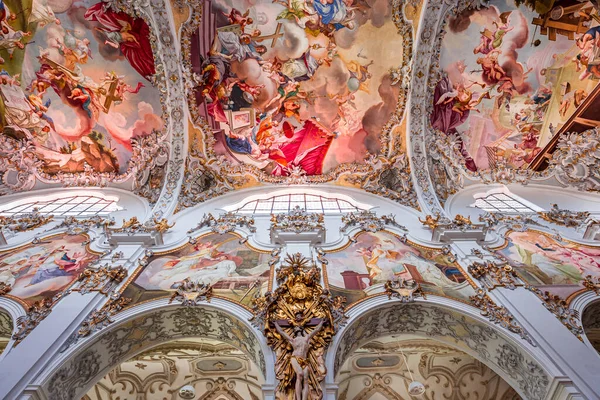 Steingaden Bavaria Germany May 2022 Interiors Frescoes Architectural Decors John — Stock Photo, Image